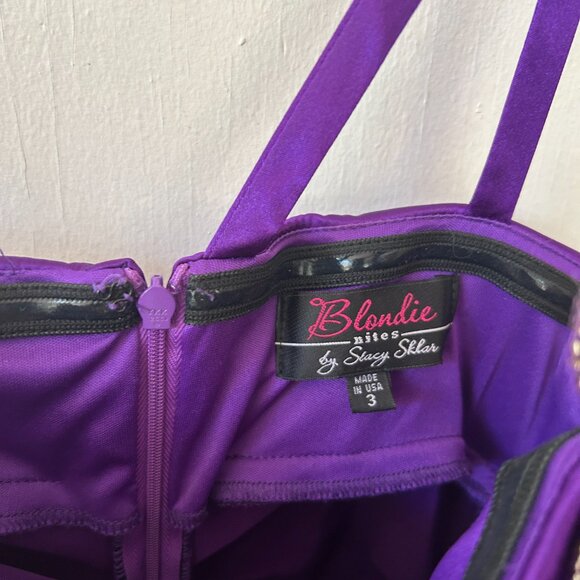 Blondie Nites Formal Dress Womens Size 3 Purple Jeweled One Shouler 90s Cruise - Picture 4 of 8